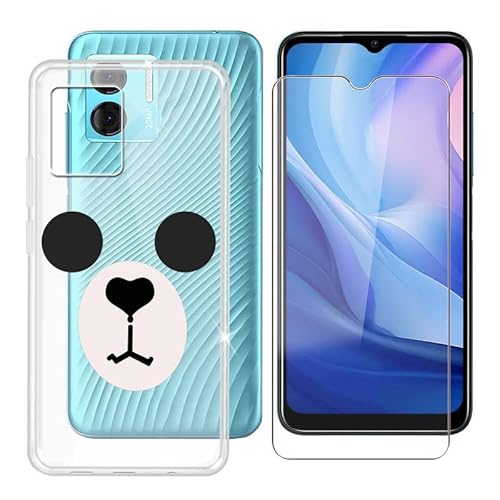 BUNAL für Doogee N50S (6.52") Handyhülle + Gehärtetes Glas, Silikon Hülle rutschfeste Stoßfest Sturzsichere Transparent Schutzhülle - Niedliches Gesicht von BUNAL