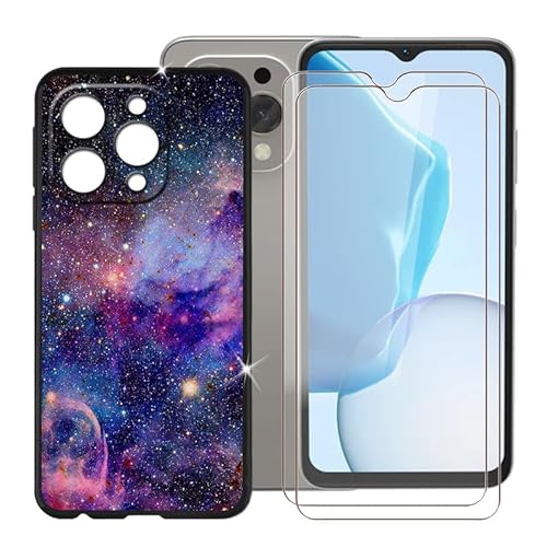 BUNAL für Doogee N55 Pro (6.56") Handyhülle + Displayschutz(2 Sätze), Silikon Hülle rutschfeste Stoßkasten Schale Schutzhülle + Gehärtetes Glas - Buntes von BUNAL