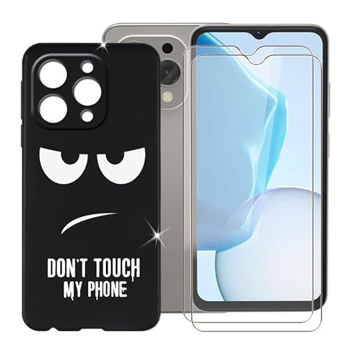 BUNAL für Doogee N55 Pro (6.56") Handyhülle + Displayschutz(2 Sätze), Silikon Hülle rutschfeste Stoßkasten Schale Schutzhülle + Gehärtetes Glas - Nicht anfassen von BUNAL