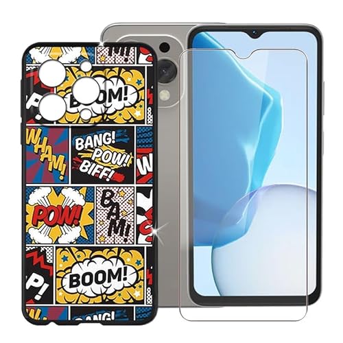 BUNAL für Doogee N55 Pro (6.56") Handyhülle + Gehärtetes Glas, Silikon Hülle rutschfeste Stoßfest Sturzsichere Schutzhülle Weich Bumper Case - Überraschung von BUNAL