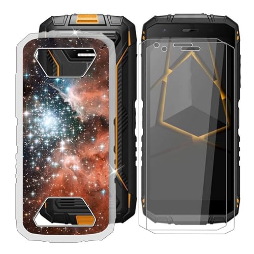 BUNAL für Doogee S41 Max (5.50") Handyhülle + Displayschutz(2 Sätze), Silikon Hülle rutschfeste Stoßfest Sturzsichere Schutzhülle Weich Bumper Case - Nebelflecken von BUNAL