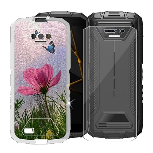 BUNAL für Doogee S41 Plus (5.50") Handyhülle + Gehärtetes Glas, Silikon Hülle rutschfeste Stoßfest Sturzsichere Transparent Schutzhülle - Gemeinsam fliegen von BUNAL