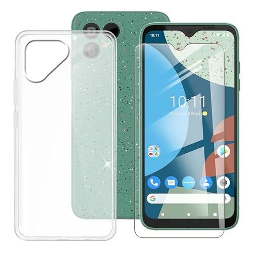 BUNAL für Fairphone 4 (6.30") Handyhülle + Gehärtetes Glas, Transluzentes Weiß Silikon Handyhülle, rutschfeste Schutzhülle, Stoßfest Handyhülle von BUNAL