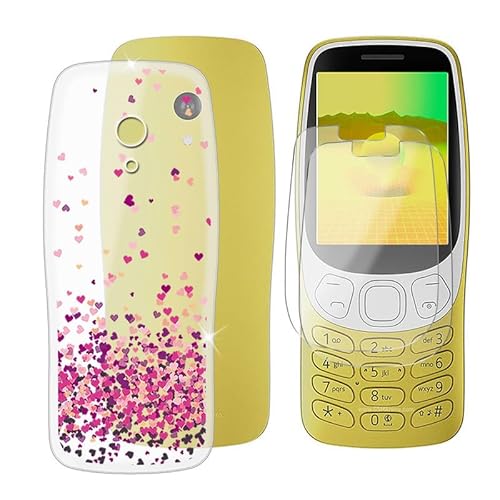 BUNAL für Nokia 3210 2024 (2.40") Handyhülle + Displayschutz(2 Sätze), Silikon Hülle rutschfeste Stoßfest Sturzsichere Schutzhülle Weich Bumper Case - Voller Liebe von BUNAL