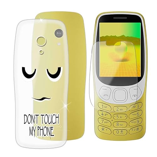 BUNAL für Nokia 3210 2024 (2.40") Handyhülle + Gehärtetes Glas, Silikon Hülle rutschfeste Stoßfest Sturzsichere Transparent Schutzhülle - Nicht anfassen von BUNAL