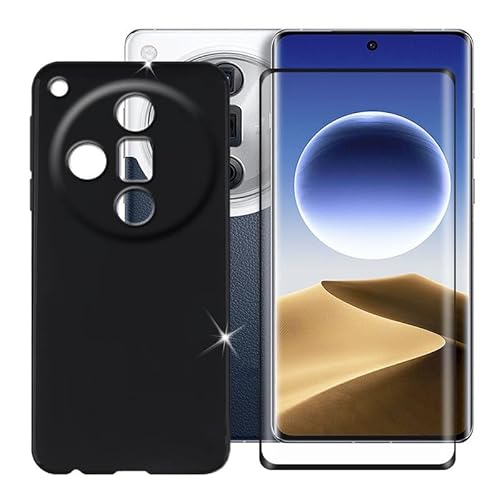 BUNAL für Oppo Find X7 Ultra (6.82") Handyhülle + Gehärtetes Glas, Silikon Hülle rutschfeste Stoßfest Sturzsichere Schutzhülle Weich Bumper Case - Schwarz von BUNAL