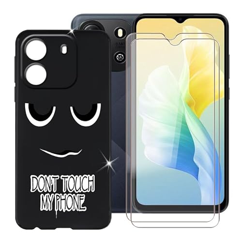 BUNAL für Oscal Flat 1C (6.56") Handyhülle + Displayschutz(2 Sätze), Silikon Hülle rutschfeste Stoßkasten Schale Schutzhülle + Gehärtetes Glas - Nicht anfassen von BUNAL