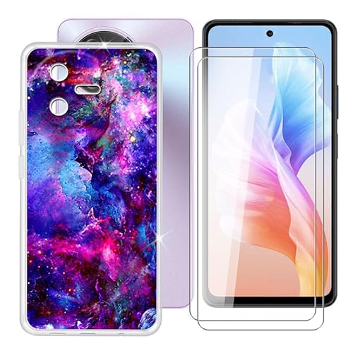 BUNAL für Oscal Tiger 12 (6.78") Handyhülle + Displayschutz(2 Sätze), Silikon Hülle rutschfeste Stoßfest Sturzsichere Schutzhülle Weich Bumper Case - Sternenhafte Nacht von BUNAL
