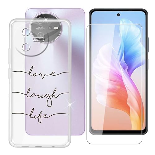 BUNAL für Oscal Tiger 12 (6.78") Handyhülle + Gehärtetes Glas, Silikon Hülle rutschfeste Stoßfest Sturzsichere Transparent Schutzhülle - Minimalistischer Text von BUNAL