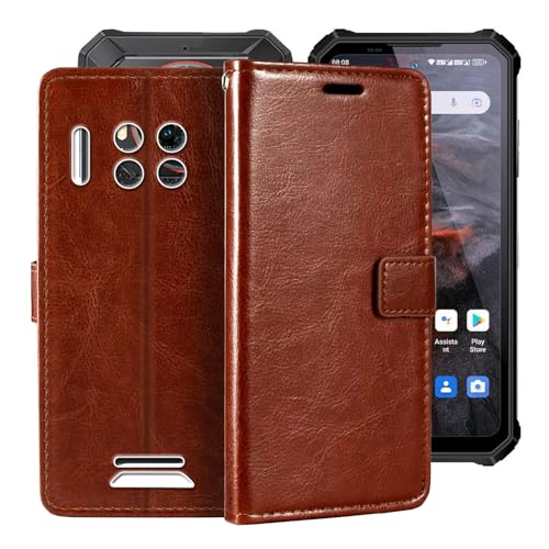 BUNAL für Oukitel WP19 Pro (6.78") Hülle, Echtleder Handyhülle mit weicher TPU-Rückseite Flip Case Cover mit Kartenhalter und Ständer - Braun von BUNAL