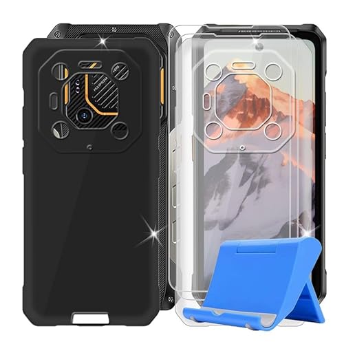 BUNAL für Ulefone Armor 26 Ultra (6.78") Handyhülle + Displayschutz(2 Sätze), 2 Silikon Hülle rutschfeste Stoßkasten Schale Schutzhülle mit Mobiltelefonhalterung - Schwarz+Transparent von BUNAL