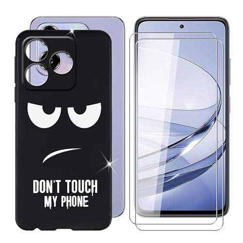 BUNAL für ZTE Blade V60 (6.72") Handyhülle + Displayschutz(2 Sätze), Silikon Hülle rutschfeste Stoßkasten Schale Schutzhülle + Gehärtetes Glas - Nicht anfassen von BUNAL