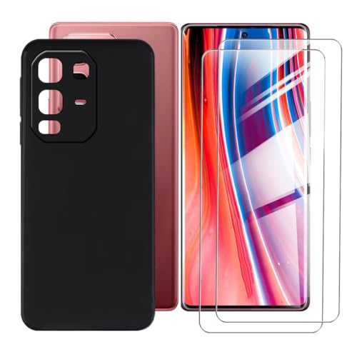 BUNALFaa Cover für Infinix Note 50s 5G+ (6.78") Handyhülle + Displayschutz (2 Sätze), Hülle rutschfeste Stoßkasten Schale Schutzhülle Weich Silikon Case TPU Tasche + Gehärtetes Glas - Schwarz von BUNALFaa
