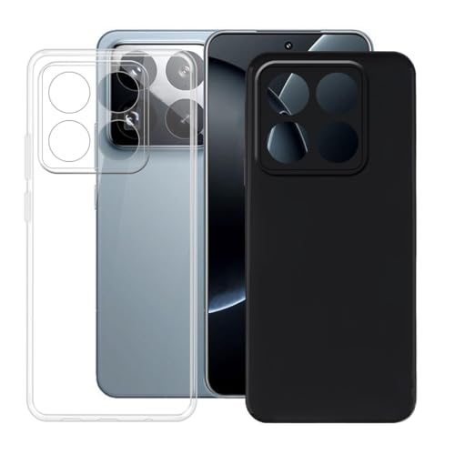 BUNALFaa Cover für Xiaomi 15S Pro (6.73") Handyhülle, [2 Sätze] Hülle Trasparente Weich Silikon Cover rutschfeste Stoßfest Sturzsichere Schutzhülle Case Tasche - Schwarz von BUNALFaa