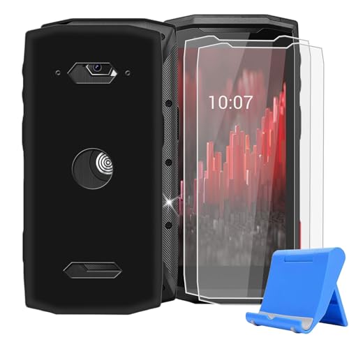 BUNALFaa Hülle + (2 Sätze) Gehärtetes Glas für Crosscall Core M5 (4.95") Handyhülle Silikon Cover Schutzhülle Schale Black Schutzhülle Bumper - Displayschutzfolie mit Mobiltelefonhalterung von BUNALFaa