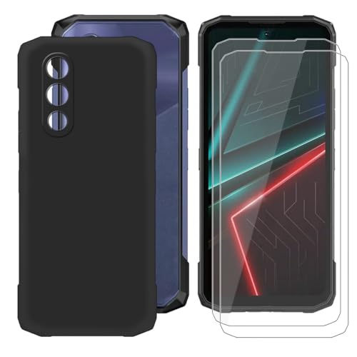 BUNALFaa Hülle + (2 Sätze) Gehärtetes Glas für Doogee Blade20 (6.60") Handyhülle Silikon Cover Schutzhülle Schale Black Schutzhülle Bumper - Displayschutzfolie - Schwarz von BUNALFaa