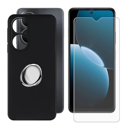 BUNALFaa Hülle + (2 Sätze) Gehärtetes Glas für Huawei Nova Y73 (6.67") Handyhülle Silikon Cover Schutzhülle Schale Schutzhülle Bumper - mit Handy Ring Handyhalter Fingerhalter 360° - Transparent von BUNALFaa