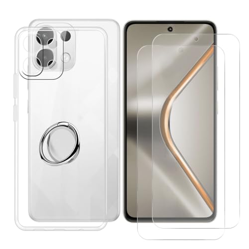 BUNALFaa Hülle + (2 Sätze) Gehärtetes Glas für Oppo K12s (6.67") Handyhülle Silikon Cover Schutzhülle Schale Schutzhülle Bumper - mit Handy Ring Handyhalter Fingerhalter 360° - Transparent von BUNALFaa