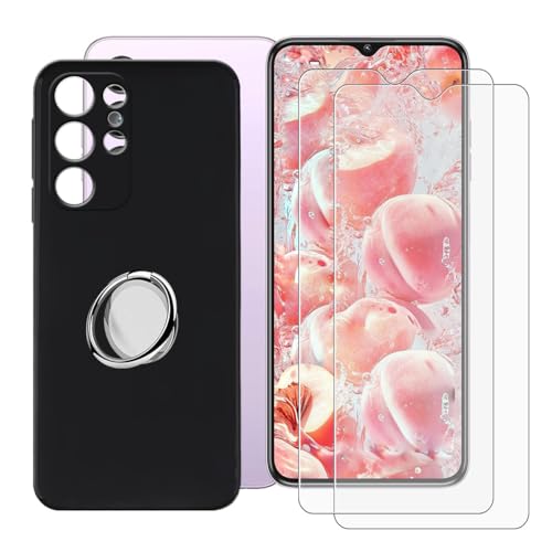 BUNALFaa Hülle + (2 Sätze) Gehärtetes Glas für Oukitel C1 (6.52") Handyhülle Silikon Cover Schutzhülle Schale Black Schutzhülle Bumpe r- mit Handy Ring Handyhalter Fingerhalter 360° - Schwarz von BUNALFaa