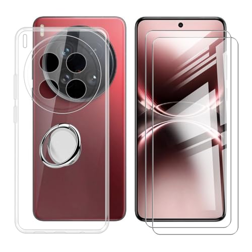 BUNALFaa Hülle + (2 Sätze) Gehärtetes Glas für Vivo X200 Ultra (6.82") Handyhülle Silikon Cover Schutzhülle Schale Schutzhülle Bumper - mit Handy Ring Handyhalter Fingerhalter 360° - Transparent von BUNALFaa