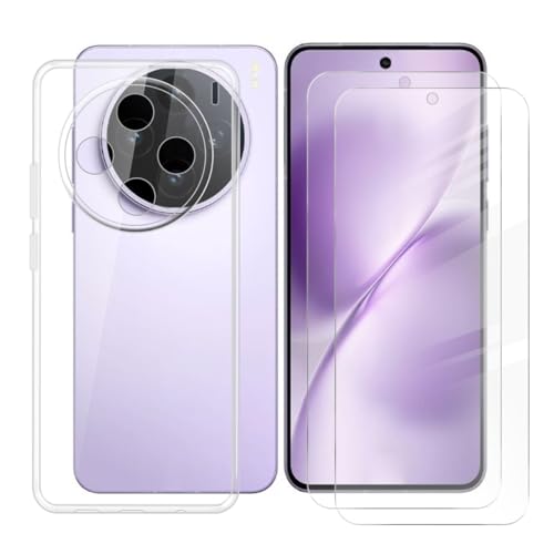 BUNALFaa Hülle + (2 Sätze) Gehärtetes Glas für Vivo X200S (6.67") Handyhülle Silikon Cover Schutzhülle Schale Clear Schutzhülle Bumper - Displayschutzfolie - Transparent von BUNALFaa