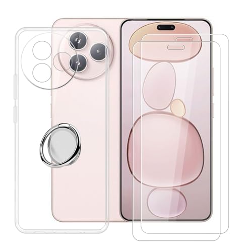 BUNALFaa Hülle + (2 Sätze) Gehärtetes Glas für Xiaomi Civi 5 Pro (6.55") Handyhülle Silikon Cover Schutzhülle Schale Schutzhülle Bumper - mit Handy Ring Handyhalter Fingerhalter 360° - Transparent von BUNALFaa