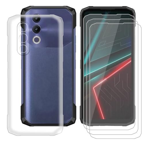 BUNALFaa Hülle + (3 Sätze) Gehärtetes Glas für Doogee Blade20 Turbo (6.60") Handyhülle Silikon Cover Schutzhülle Schale Clear Schutzhülle Bumper - Displayschutzfolie - Transparent von BUNALFaa