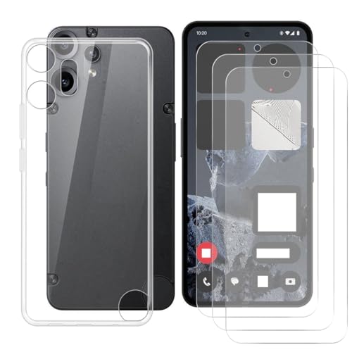 BUNALFaa Hülle + (3 Sätze) Gehärtetes Glas für Nothing CMF Phone 2 Pro (6.77") Handyhülle Silikon Cover Schutzhülle Schale Clear Schutzhülle Bumper - Displayschutzfolie - Transparent von BUNALFaa