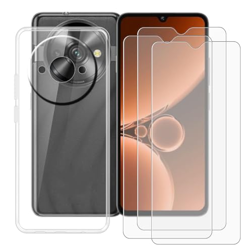BUNALFaa Hülle + (3 Sätze) Gehärtetes Glas für Oukitel C59 Pro (6.88") Handyhülle Silikon Cover Schutzhülle Schale Clear Schutzhülle Bumper - Displayschutzfolie - Transparent von BUNALFaa