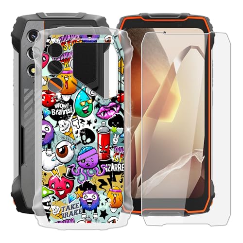 BUNALFaa Hülle + Gehärtetes Glas für Blackview 0scal pilot1 (6.67") Handyhülle Silikon Cover rutschfeste Schutzhülle Schale Transparent Schutzhülle Bumper - Displayschutzfolie - Mehrere Augen von BUNALFaa