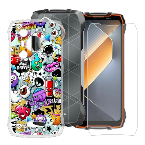 BUNALFaa Hülle + Gehärtetes Glas für Blackview BL7000 (6.78") Handyhülle Silikon Cover rutschfeste Schutzhülle Schale Transparent Schutzhülle Bumper - Displayschutzfolie - Mehrere Augen von BUNALFaa
