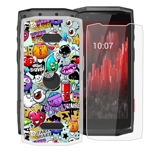 BUNALFaa Hülle + Gehärtetes Glas für Crosscall Core M5 (4.95") Handyhülle Silikon Cover rutschfeste Schutzhülle Schale Transparent Schutzhülle Bumper - Displayschutzfolie - Mehrere Augen von BUNALFaa
