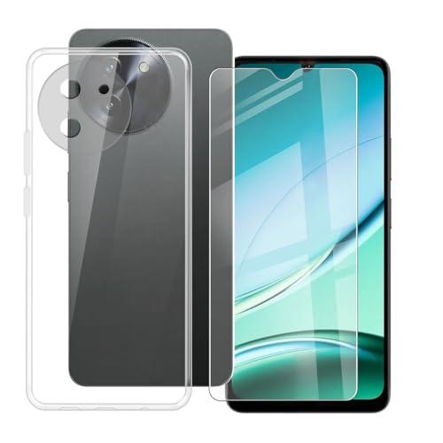 BUNALFaa Hülle + Gehärtetes Glas für Doogee Note 59 Pro+ (6.75") Handyhülle Silikon Cover rutschfeste Schutzhülle Schale Transparent Schutzhülle Bumper - Displayschutzfolie von BUNALFaa
