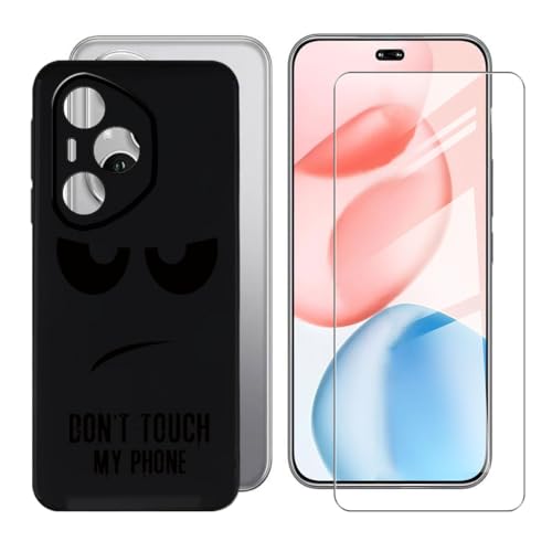 BUNALFaa Hülle + Gehärtetes Glas für Honor 400 Pro (6.69") Handyhülle Silikon Cover rutschfeste Schutzhülle Schale Black Schutzhülle Bumper - Displayschutzfolie - Stare at You von BUNALFaa