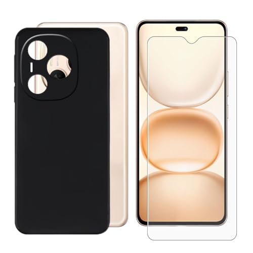 BUNALFaa Hülle + Gehärtetes Glas für Honor Power (6.78") Handyhülle Silikon Cover rutschfeste Schutzhülle Schale Black Schutzhülle Bumper - Displayschutzfolie von BUNALFaa