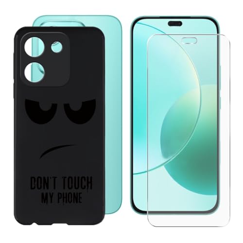 BUNALFaa Hülle + Gehärtetes Glas für Honor X70i (6.70") Handyhülle Silikon Cover rutschfeste Schutzhülle Schale Black Schutzhülle Bumper - Displayschutzfolie - Stare at You von BUNALFaa