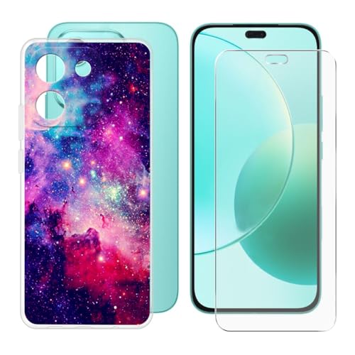 BUNALFaa Hülle + Gehärtetes Glas für Honor X70i (6.70") Handyhülle Silikon Cover rutschfeste Schutzhülle Schale Transparent Schutzhülle Bumper - Displayschutzfolie - außerirdisch von BUNALFaa