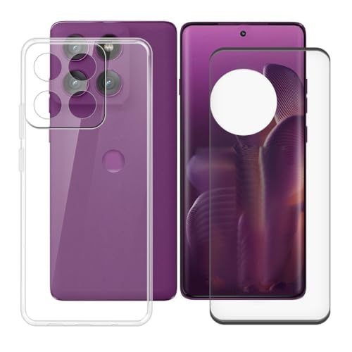 BUNALFaa Hülle + Gehärtetes Glas für Motorola Edge 60 Pro (6.67") Handyhülle Silikon Cover rutschfeste Schutzhülle Schale Transparent Schutzhülle Bumper - Displayschutzfolie von BUNALFaa