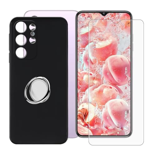 BUNALFaa Hülle + Gehärtetes Glas für Oukitel C1 (6.52") Handyhülle Silikon Cover Schutzhülle Schale Schutzhülle Bumper - mit Handy Ring Handyhalter Fingerhalter 360° - Schwarz von BUNALFaa