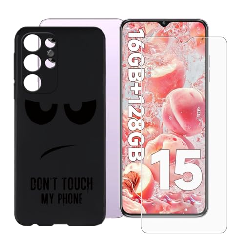 BUNALFaa Hülle + Gehärtetes Glas für Oukitel C1 (6.52") Handyhülle Silikon Cover rutschfeste Schutzhülle Schale Black Schutzhülle Bumper - Displayschutzfolie - Stare at You von BUNALFaa