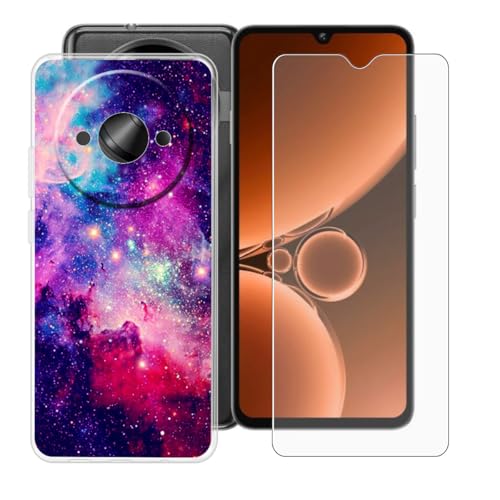BUNALFaa Hülle + Gehärtetes Glas für Oukitel C59 (6.88") Handyhülle Silikon Cover rutschfeste Schutzhülle Schale Transparent Schutzhülle Bumper - Displayschutzfolie - außerirdisch von BUNALFaa