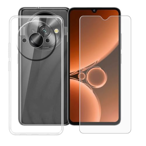 BUNALFaa Hülle + Gehärtetes Glas für Oukitel C59 (6.88") Handyhülle Silikon Cover rutschfeste Schutzhülle Schale Transparent Schutzhülle Bumper - Displayschutzfolie von BUNALFaa