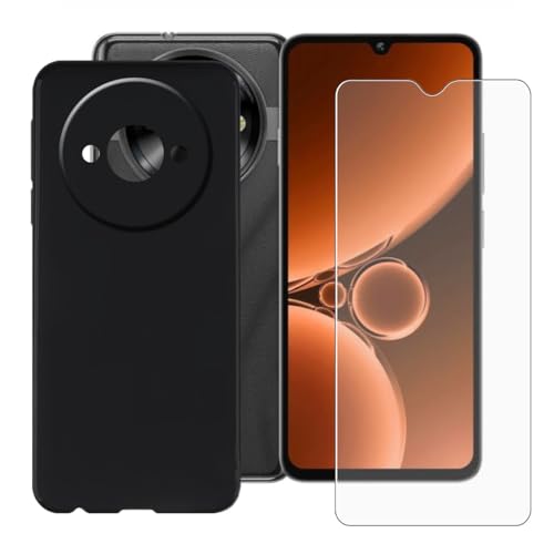 BUNALFaa Hülle + Gehärtetes Glas für Oukitel C59 Pro (6.88") Handyhülle Silikon Cover rutschfeste Schutzhülle Schale Black Schutzhülle Bumper - Displayschutzfolie von BUNALFaa