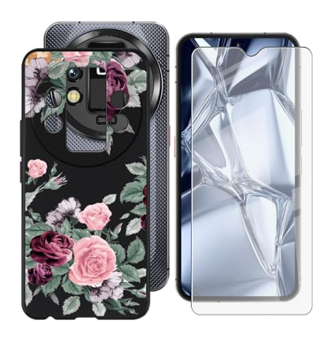 BUNALFaa Hülle + Gehärtetes Glas für Oukitel WP200 Pro (6.56") Handyhülle Silikon Cover rutschfeste Schutzhülle Schale Black Schutzhülle Bumper - Displayschutzfolie - Buntes Herz von BUNALFaa