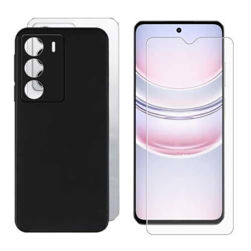 BUNALFaa Hülle + Gehärtetes Glas für Realme C75 5G (6.67") Handyhülle Silikon Cover rutschfeste Schutzhülle Schale Black Schutzhülle Bumper - Displayschutzfolie von BUNALFaa