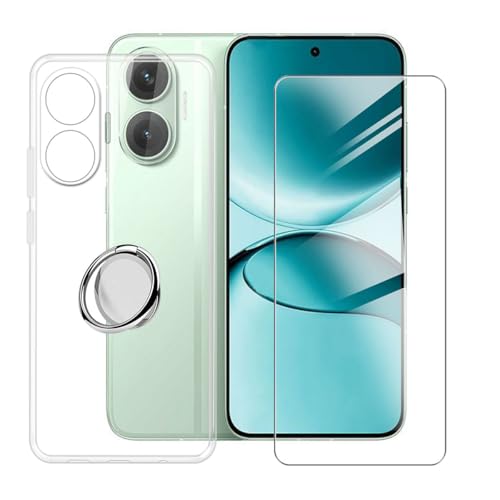 BUNALFaa Hülle + Gehärtetes Glas für Redmi Turbo 4 Pro (6.83") Handyhülle Silikon Cover Schutzhülle Schale Schutzhülle Bumper - mit Handy Ring Handyhalter Fingerhalter 360° - Transparent von BUNALFaa