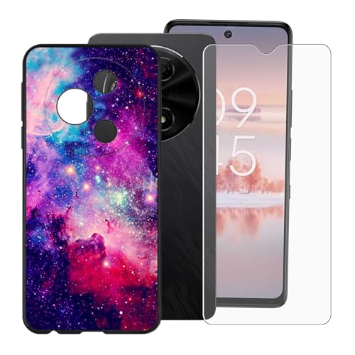 BUNALFaa Hülle + Gehärtetes Glas für TCL 60 NXTpaper (6.80") Handyhülle Silikon Cover rutschfeste Schutzhülle Schale Black Schutzhülle Bumper - Displayschutzfolie - außerirdisch von BUNALFaa