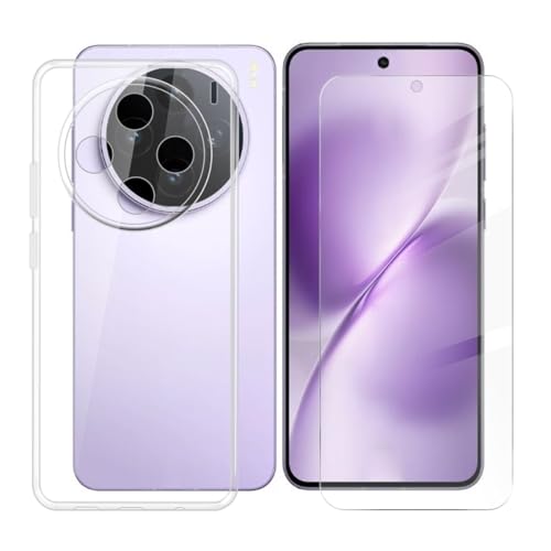 BUNALFaa Hülle + Gehärtetes Glas für Vivo X200S (6.67") Handyhülle Silikon Cover rutschfeste Schutzhülle Schale Transparent Schutzhülle Bumper - Displayschutzfolie von BUNALFaa