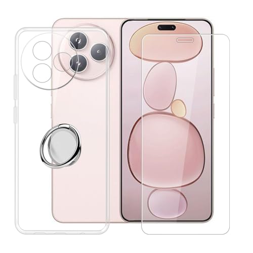BUNALFaa Hülle + Gehärtetes Glas für Xiaomi Civi 5 Pro (6.55") Handyhülle Silikon Cover Schutzhülle Schale Schutzhülle Bumper - mit Handy Ring Handyhalter Fingerhalter 360° - Transparent von BUNALFaa