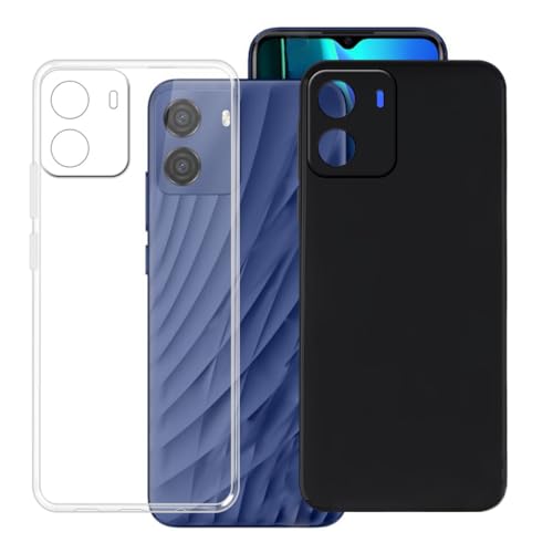 BUNALFaa Hülle für BLU G35 (6.50") Cover, Handyhülle rutschfeste Stoßfest Sturzsichere Schutzhülle Schale Weich Silikon Case - (2 Sätze) Schwarz+Transparent von BUNALFaa